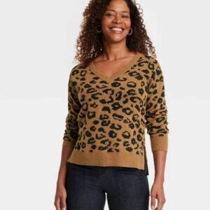 Women's V-Neck Pullover Sweater - Knox Rose™ Camel Brown S